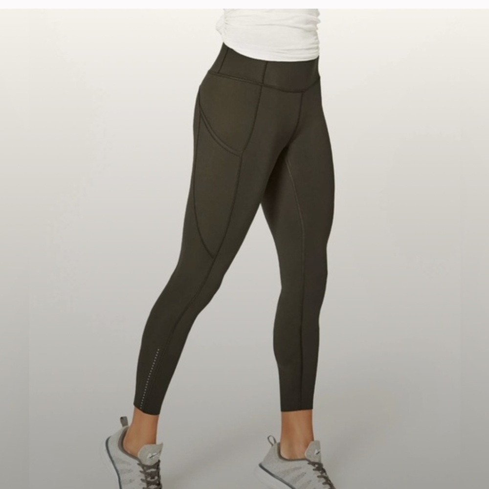 Lululemon Fast and Free 7/8 Tights Olive Green